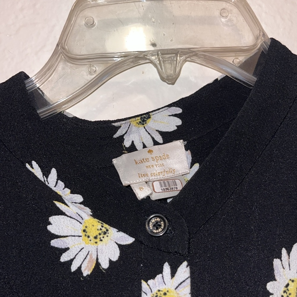 Kate Spade Black Daisy Dot Crepe Romper - Picture 6 of 16